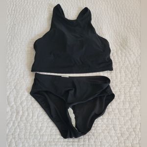 Athleta Concious crop swim top and clean full swim bottom